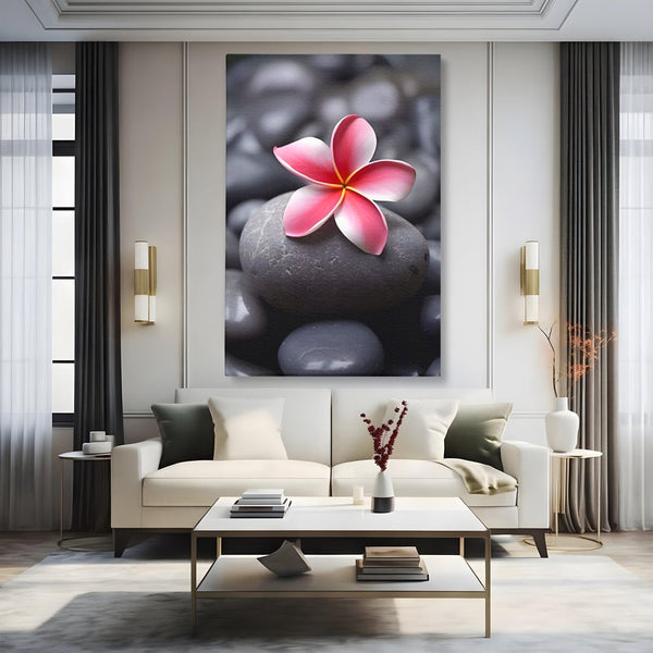 Tablou Canvas Premium LuxCanva® A1498, Flower Spa , Room, Relaxare, Floare Roz, Pietre, Decorativ, Living, Culori Vibrante