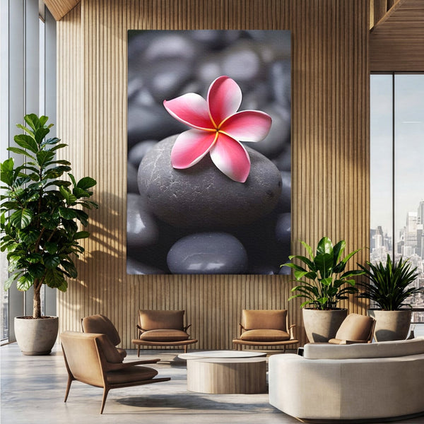 Tablou Canvas Premium LuxCanva® A1498, Flower Spa , Room, Relaxare, Floare Roz, Pietre, Decorativ, Living, Culori Vibrante