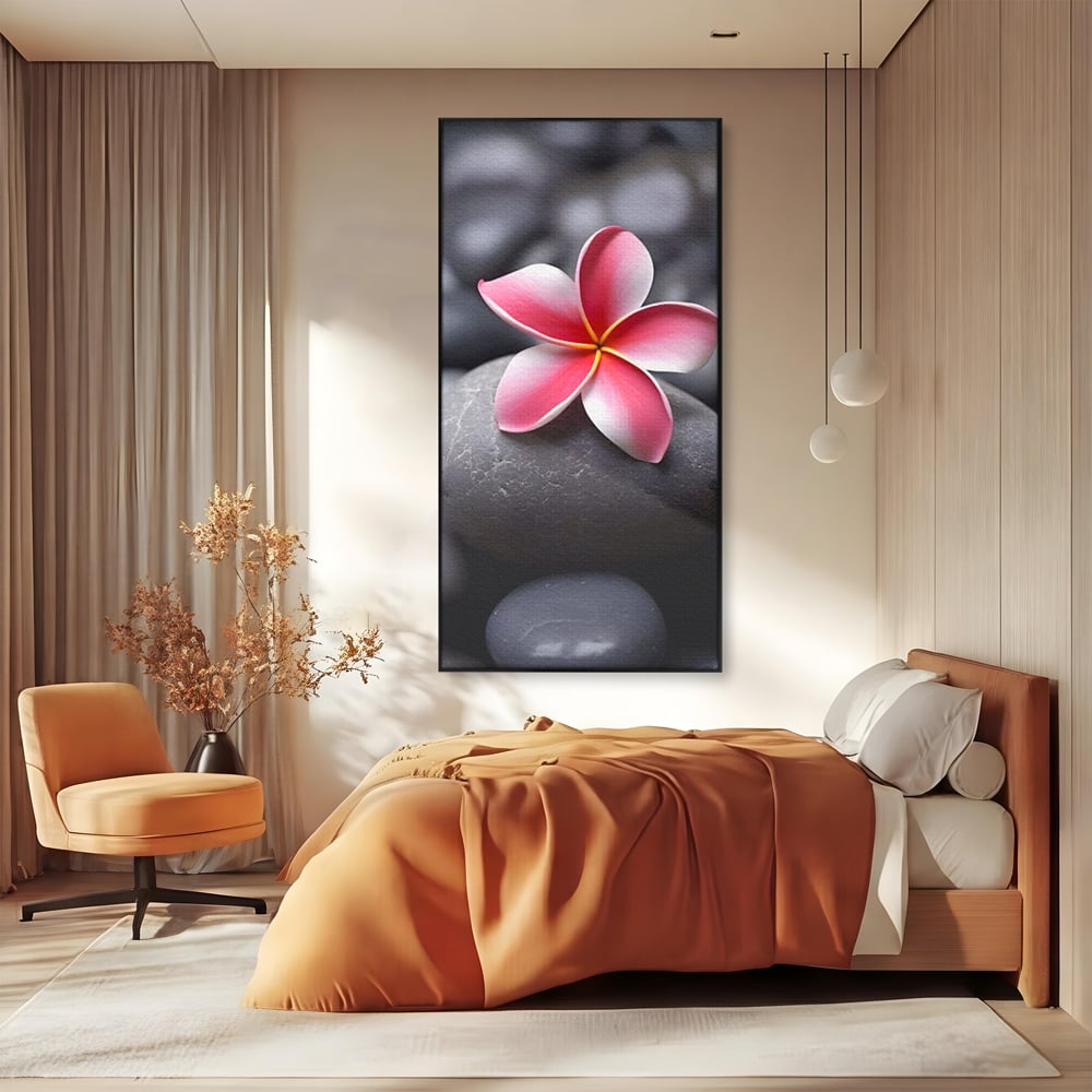 Tablou Canvas Premium LuxCanva® A1498, Flower Spa , Room, Relaxare, Floare Roz, Pietre, Decorativ, Living, Culori Vibrante