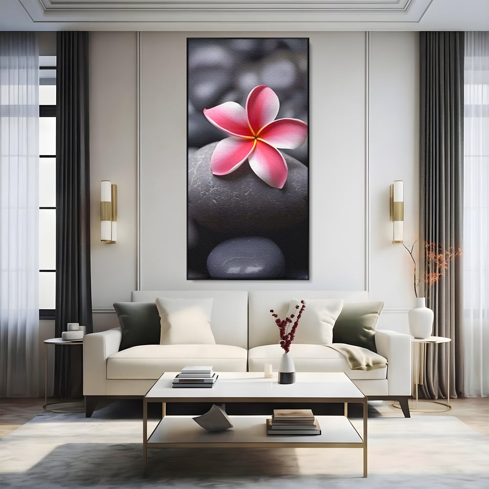 Tablou Canvas Premium LuxCanva® A1498, Flower Spa , Room, Relaxare, Floare Roz, Pietre, Decorativ, Living, Culori Vibrante