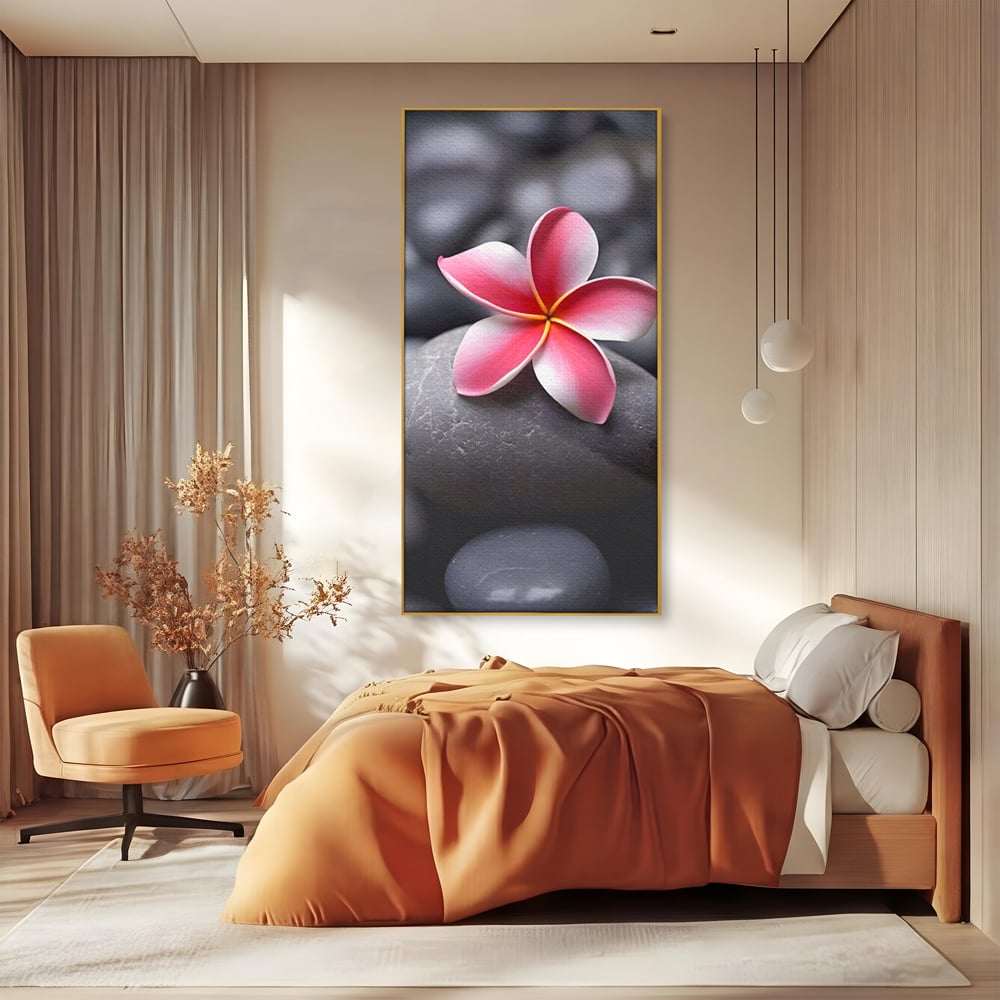 Tablou Canvas Premium LuxCanva® A1498, Flower Spa , Room, Relaxare, Floare Roz, Pietre, Decorativ, Living, Culori Vibrante