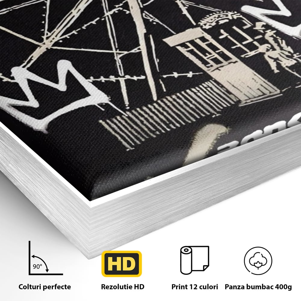 Tablou Canvas Premium LuxCanva® A1499, Basquiat Black , Room, Graffiti, Samo, Banksy, Roata, Living, Culori Vibrante