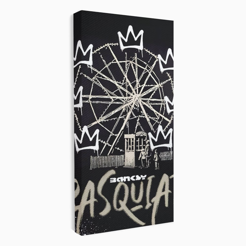 Tablou Canvas Premium LuxCanva® A1499, Basquiat Black , Room, Graffiti, Samo, Banksy, Roata, Living, Culori Vibrante