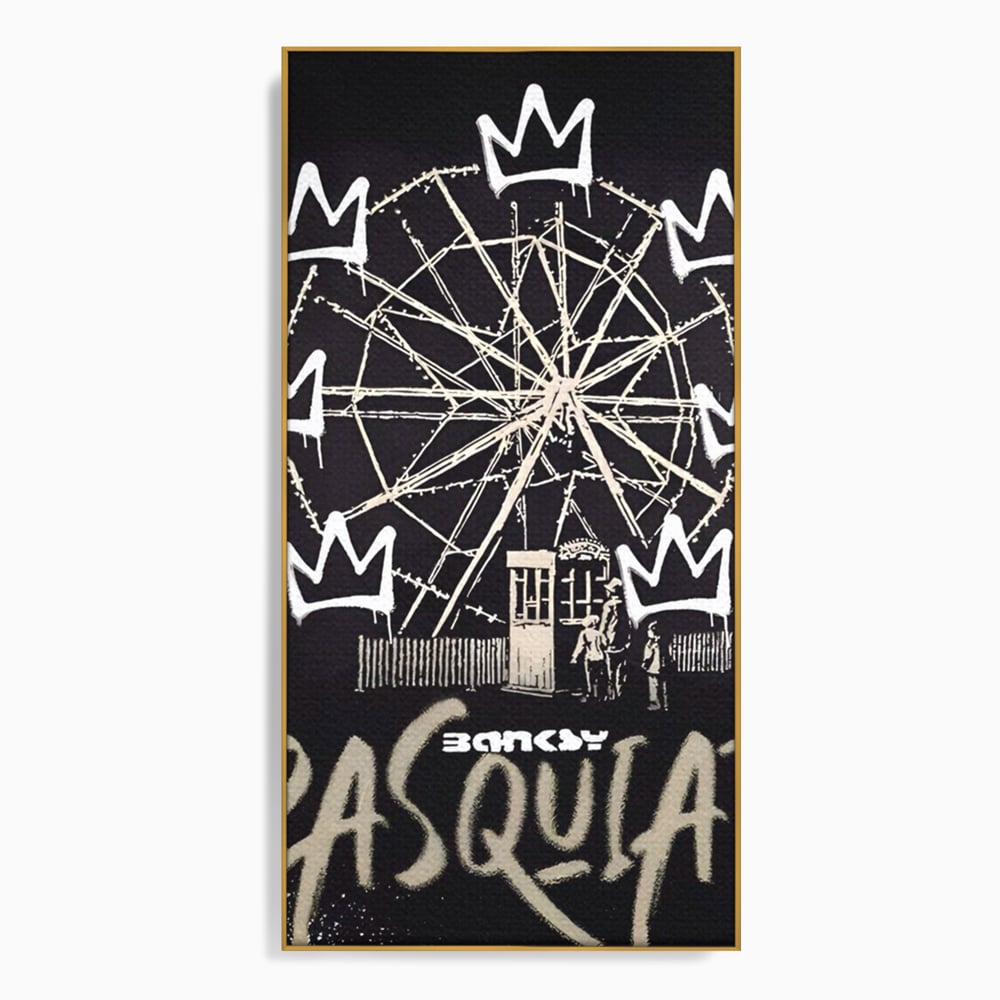 Tablou Canvas Premium LuxCanva® A1499, Basquiat Black , Room, Graffiti, Samo, Banksy, Roata, Living, Culori Vibrante
