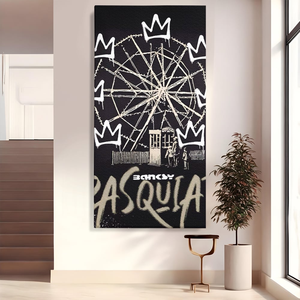 Tablou Canvas Premium LuxCanva® A1499, Basquiat Black , Room, Graffiti, Samo, Banksy, Roata, Living, Culori Vibrante