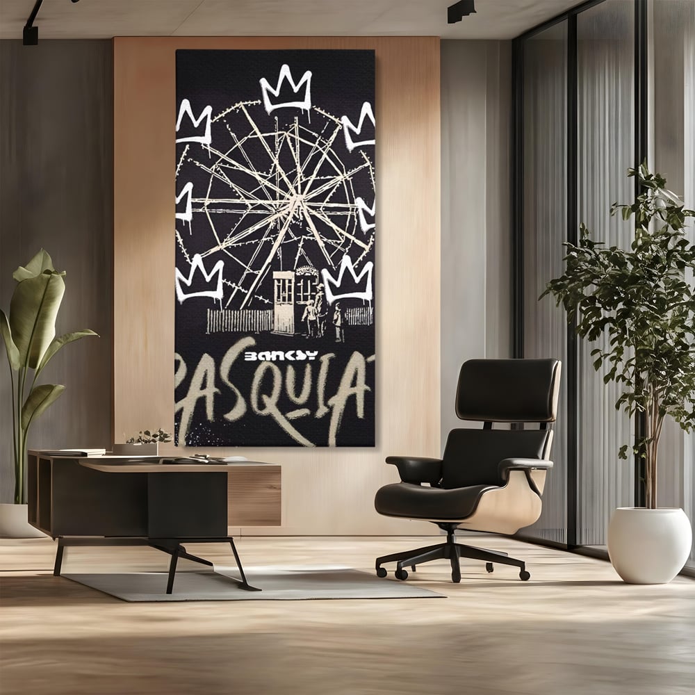 Tablou Canvas Premium LuxCanva® A1499, Basquiat Black , Room, Graffiti, Samo, Banksy, Roata, Living, Culori Vibrante