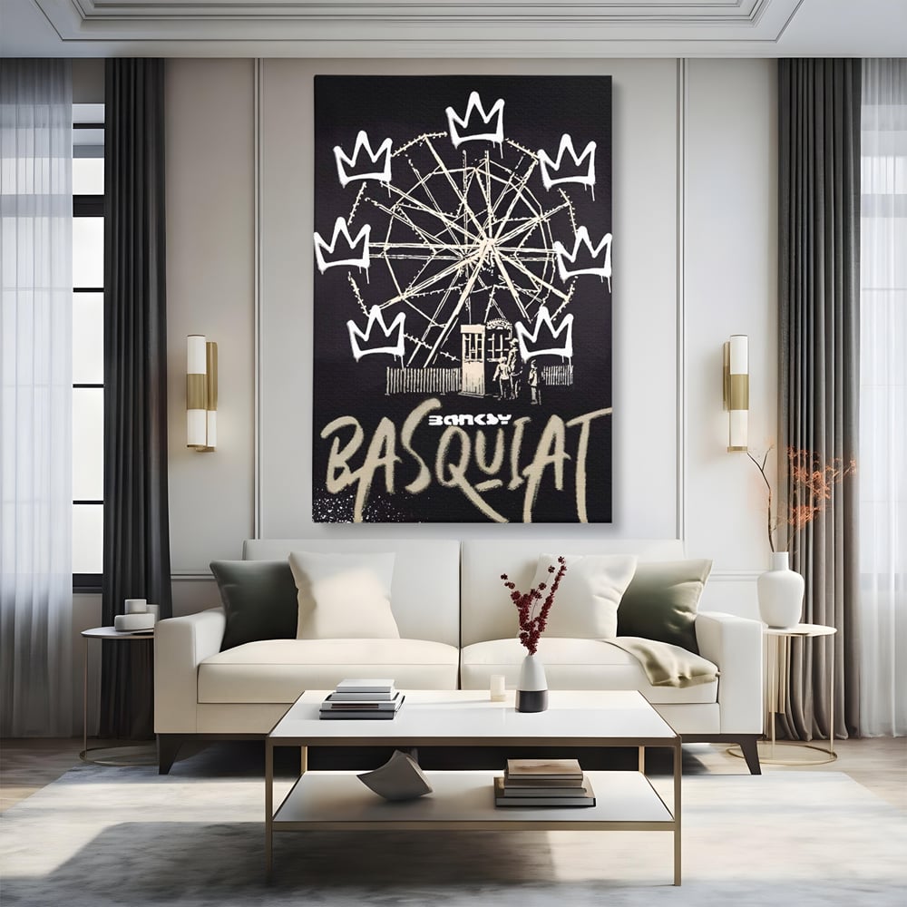 Tablou Canvas Premium LuxCanva® A1499, Basquiat Black , Room, Graffiti, Samo, Banksy, Roata, Living, Culori Vibrante