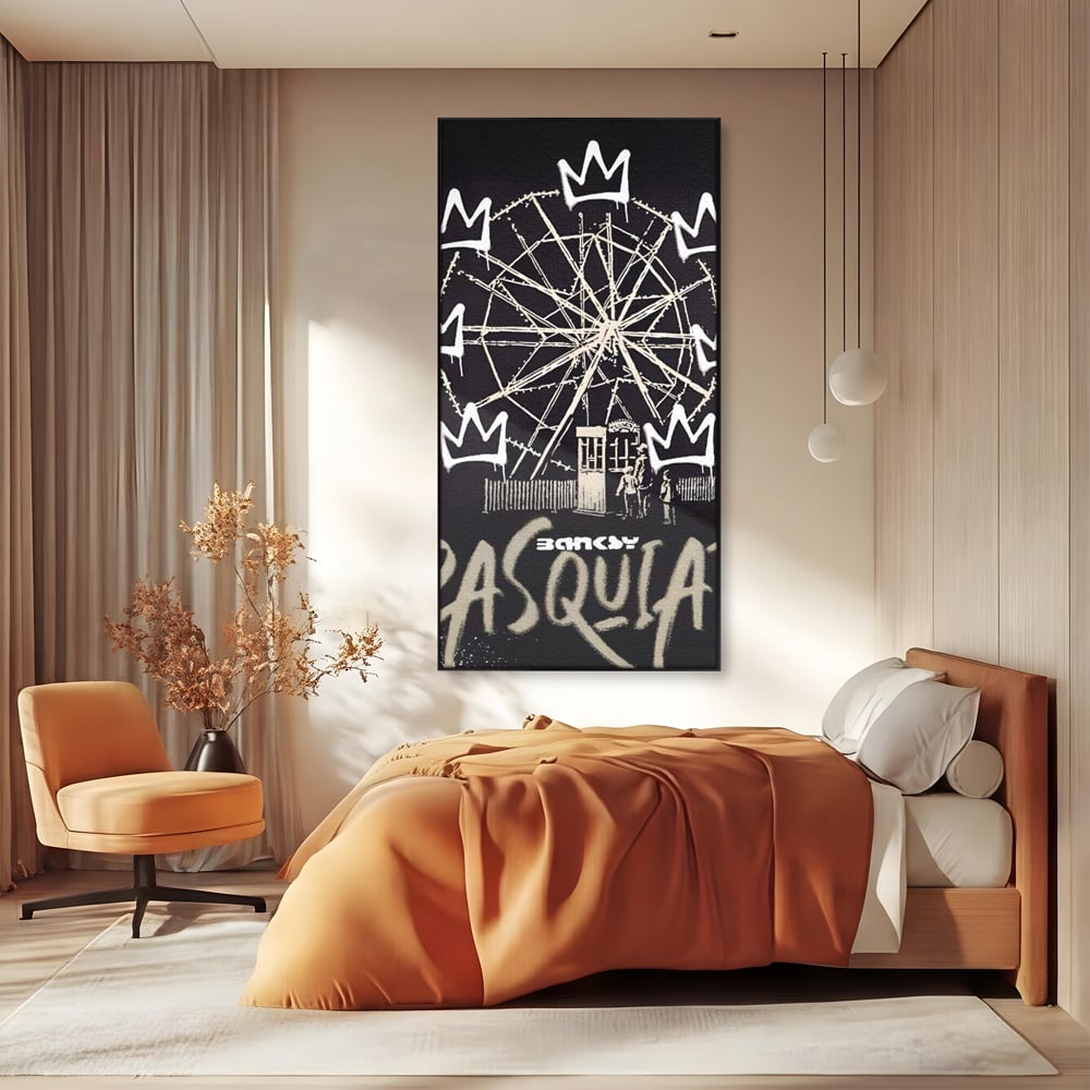 Tablou Canvas Premium LuxCanva® A1499, Basquiat Black , Room, Graffiti, Samo, Banksy, Roata, Living, Culori Vibrante