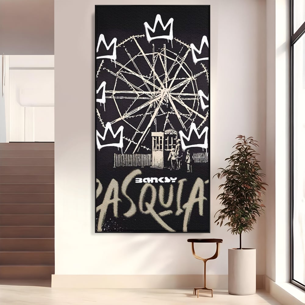 Tablou Canvas Premium LuxCanva® A1499, Basquiat Black , Room, Graffiti, Samo, Banksy, Roata, Living, Culori Vibrante