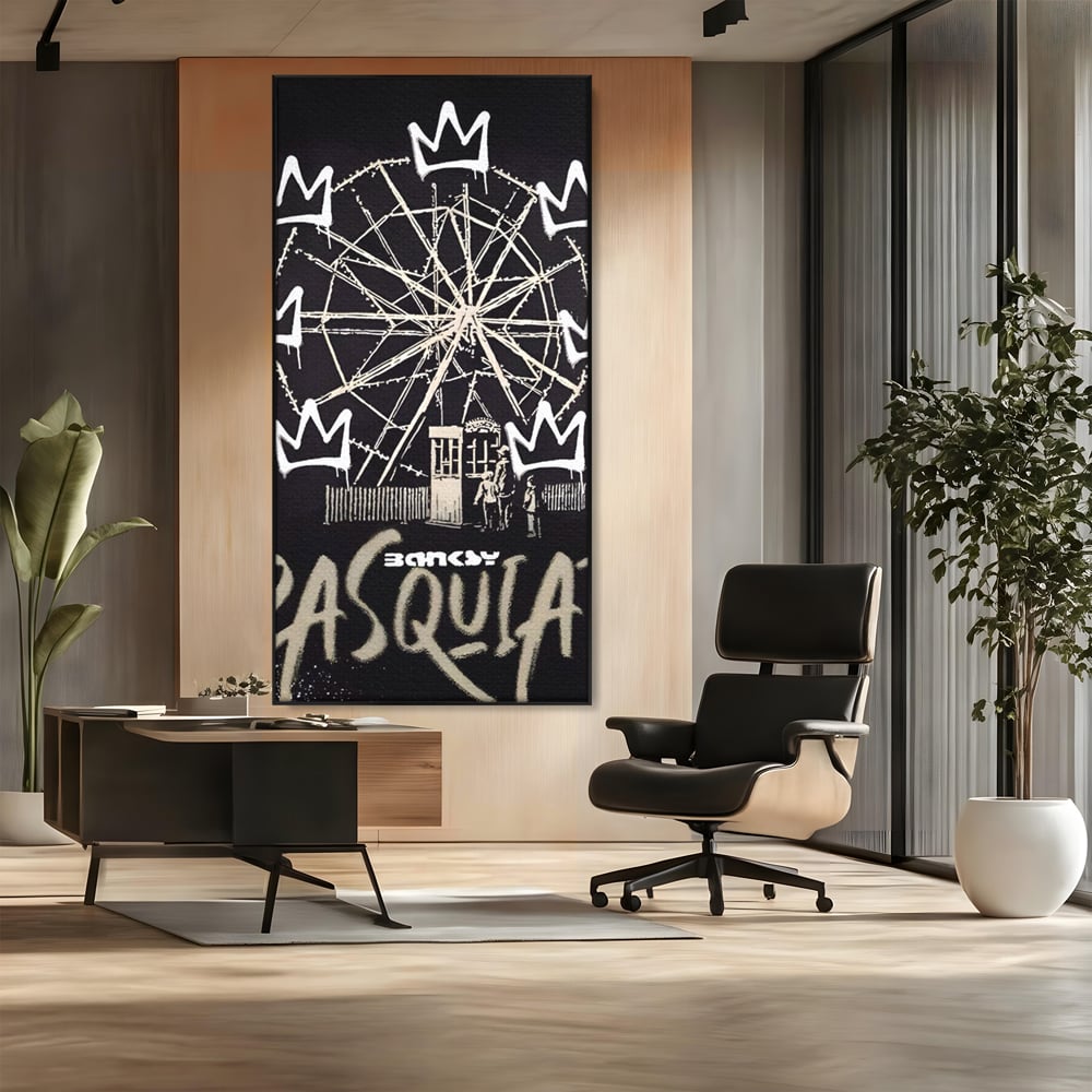 Tablou Canvas Premium LuxCanva® A1499, Basquiat Black , Room, Graffiti, Samo, Banksy, Roata, Living, Culori Vibrante