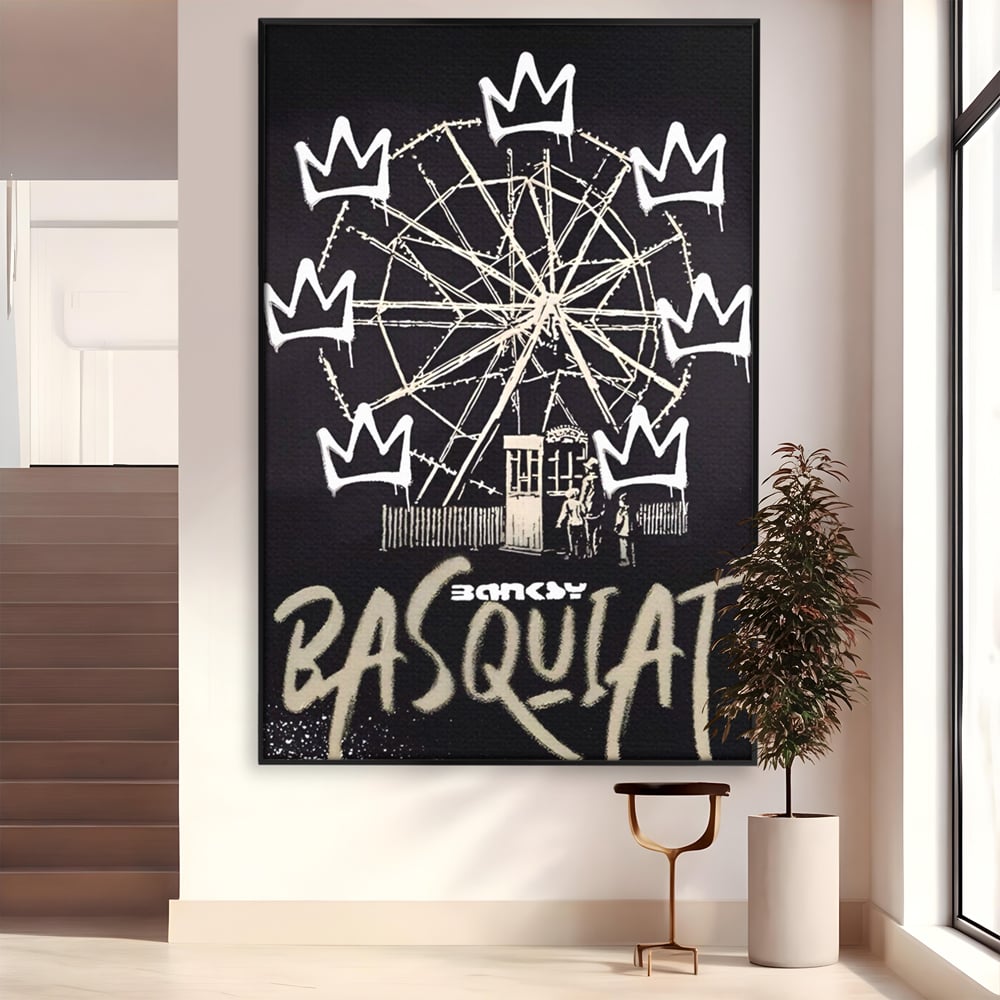 Tablou Canvas Premium LuxCanva® A1499, Basquiat Black , Room, Graffiti, Samo, Banksy, Roata, Living, Culori Vibrante