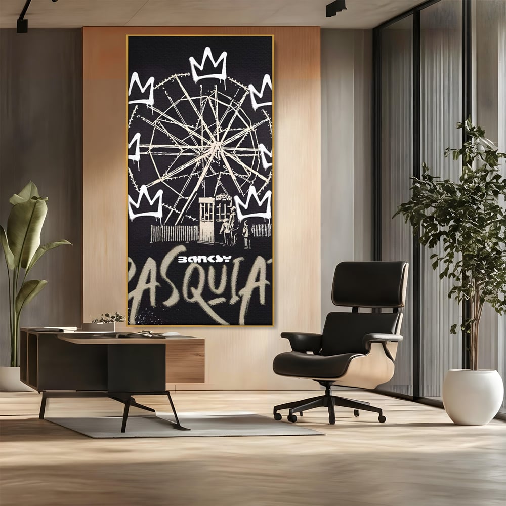 Tablou Canvas Premium LuxCanva® A1499, Basquiat Black , Room, Graffiti, Samo, Banksy, Roata, Living, Culori Vibrante