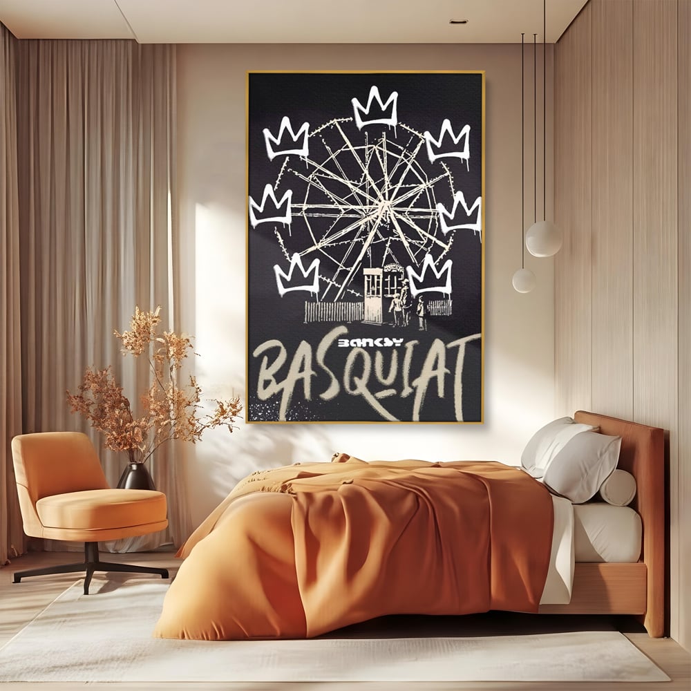 Tablou Canvas Premium LuxCanva® A1499, Basquiat Black , Room, Graffiti, Samo, Banksy, Roata, Living, Culori Vibrante