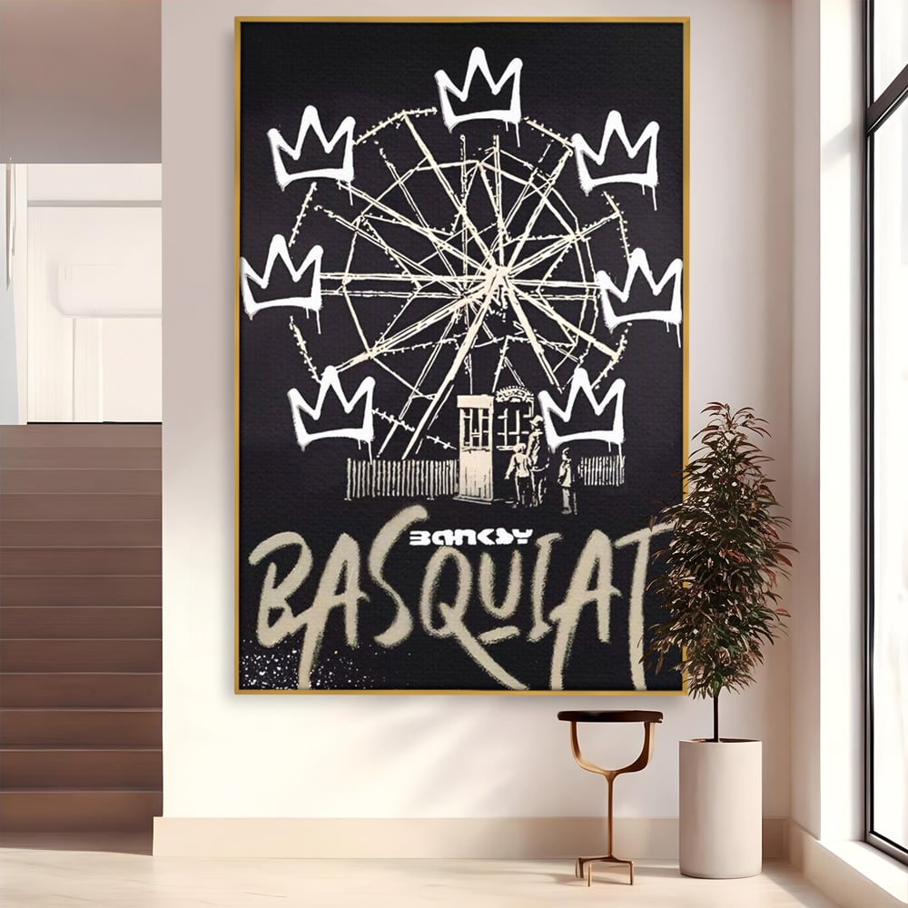 Tablou Canvas Premium LuxCanva® A1499, Basquiat Black , Room, Graffiti, Samo, Banksy, Roata, Living, Culori Vibrante