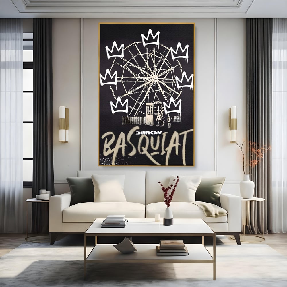 Tablou Canvas Premium LuxCanva® A1499, Basquiat Black , Room, Graffiti, Samo, Banksy, Roata, Living, Culori Vibrante