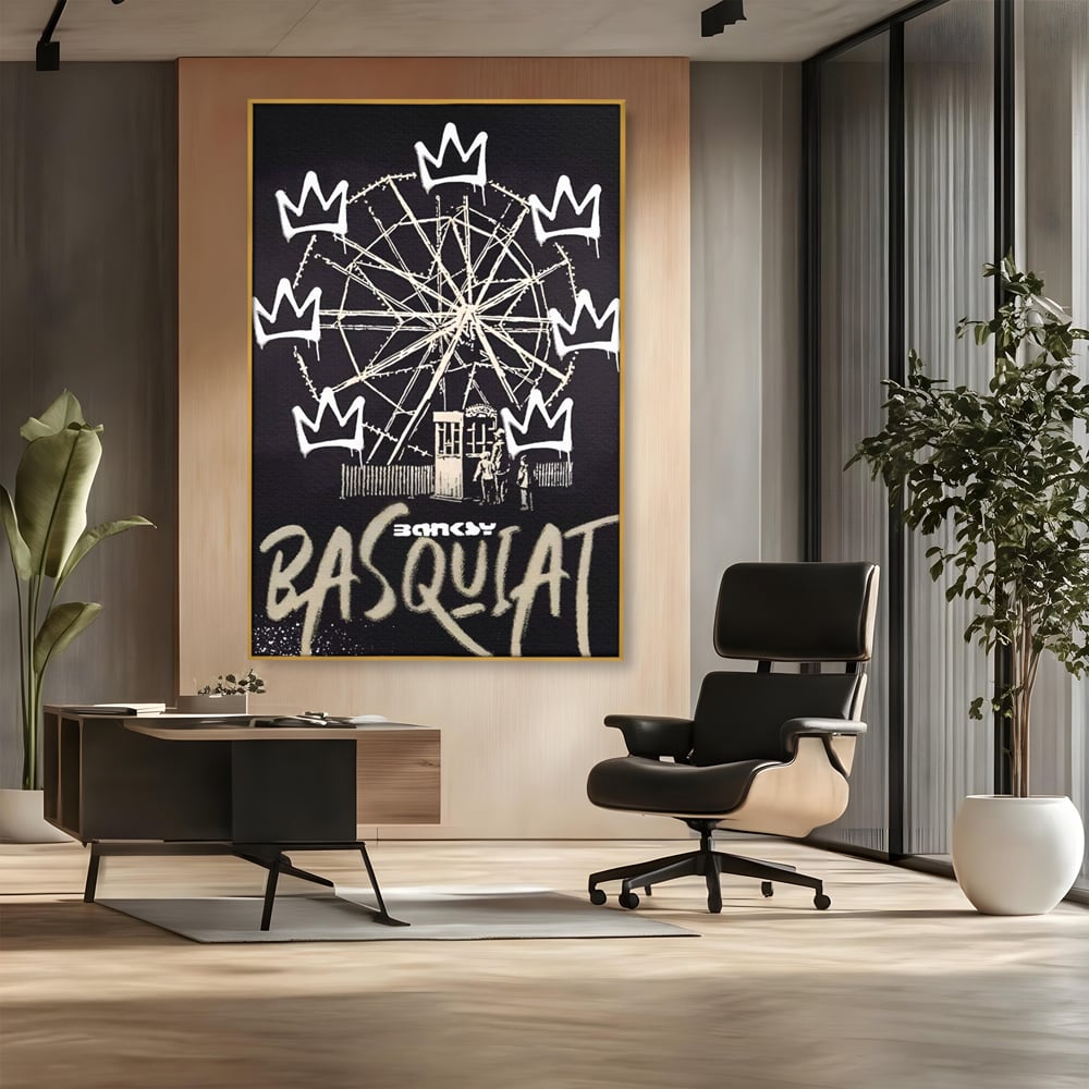 Tablou Canvas Premium LuxCanva® A1499, Basquiat Black , Room, Graffiti, Samo, Banksy, Roata, Living, Culori Vibrante