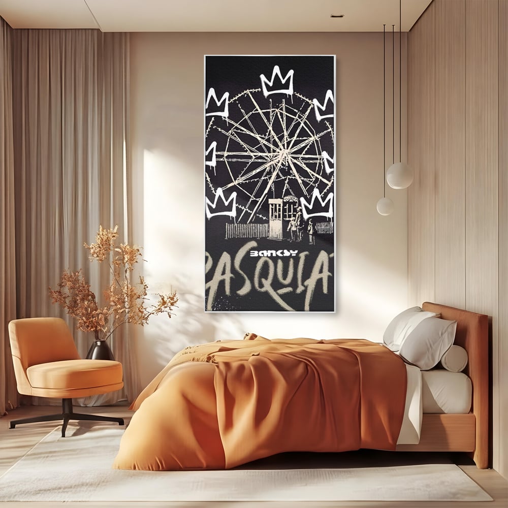 Tablou Canvas Premium LuxCanva® A1499, Basquiat Black , Room, Graffiti, Samo, Banksy, Roata, Living, Culori Vibrante