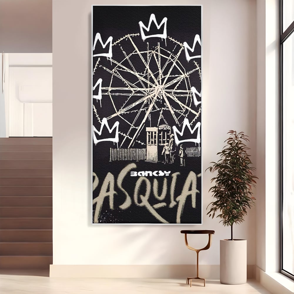 Tablou Canvas Premium LuxCanva® A1499, Basquiat Black , Room, Graffiti, Samo, Banksy, Roata, Living, Culori Vibrante