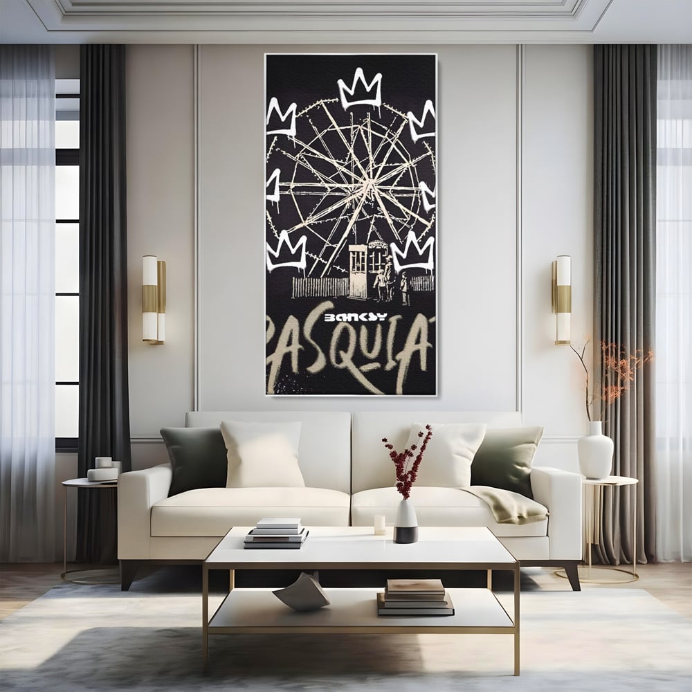 Tablou Canvas Premium LuxCanva® A1499, Basquiat Black , Room, Graffiti, Samo, Banksy, Roata, Living, Culori Vibrante