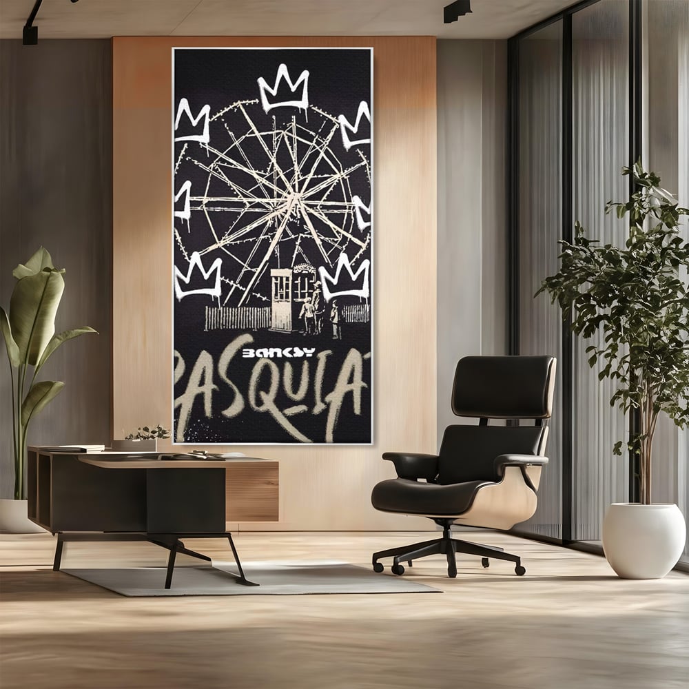 Tablou Canvas Premium LuxCanva® A1499, Basquiat Black , Room, Graffiti, Samo, Banksy, Roata, Living, Culori Vibrante