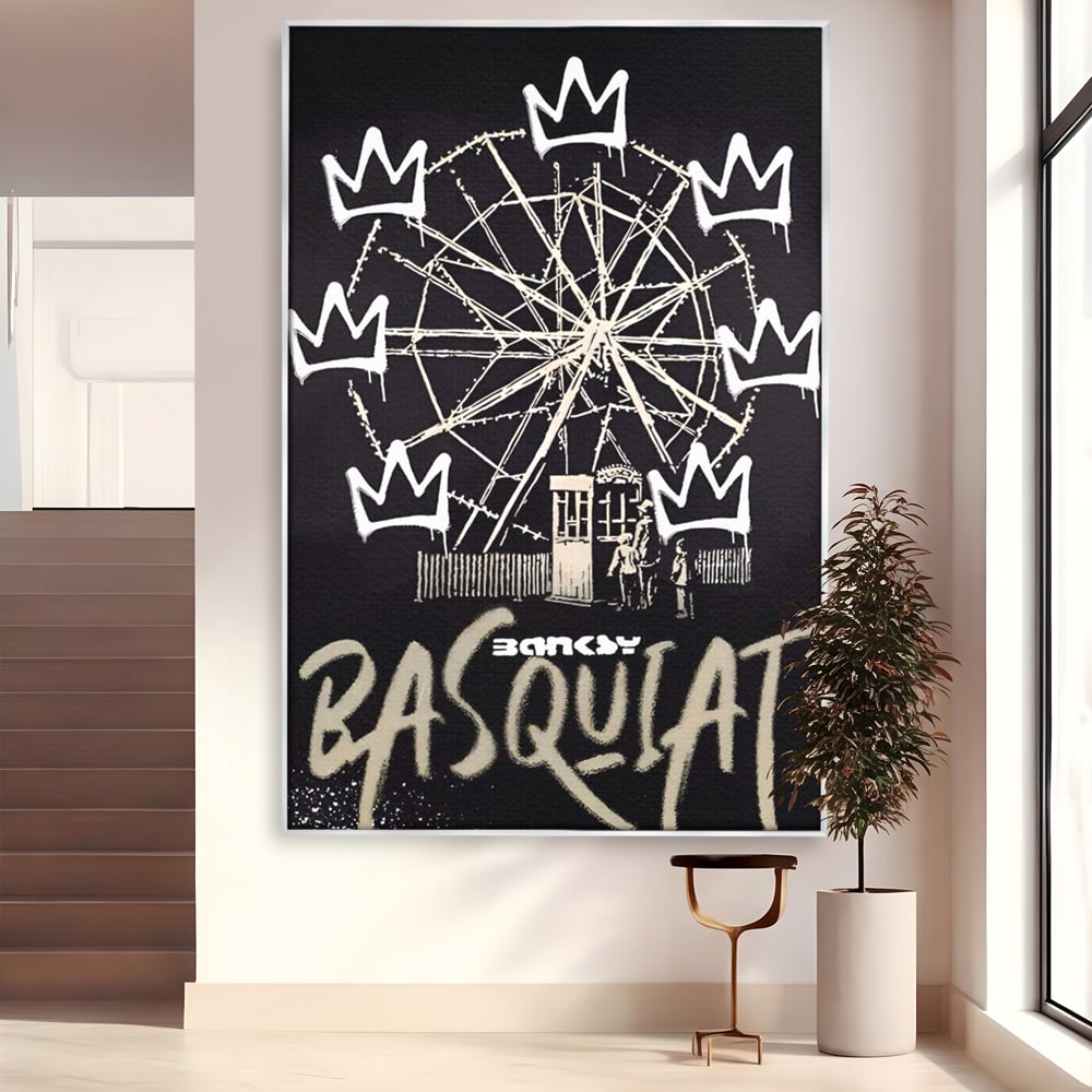 Tablou Canvas Premium LuxCanva® A1499, Basquiat Black , Room, Graffiti, Samo, Banksy, Roata, Living, Culori Vibrante