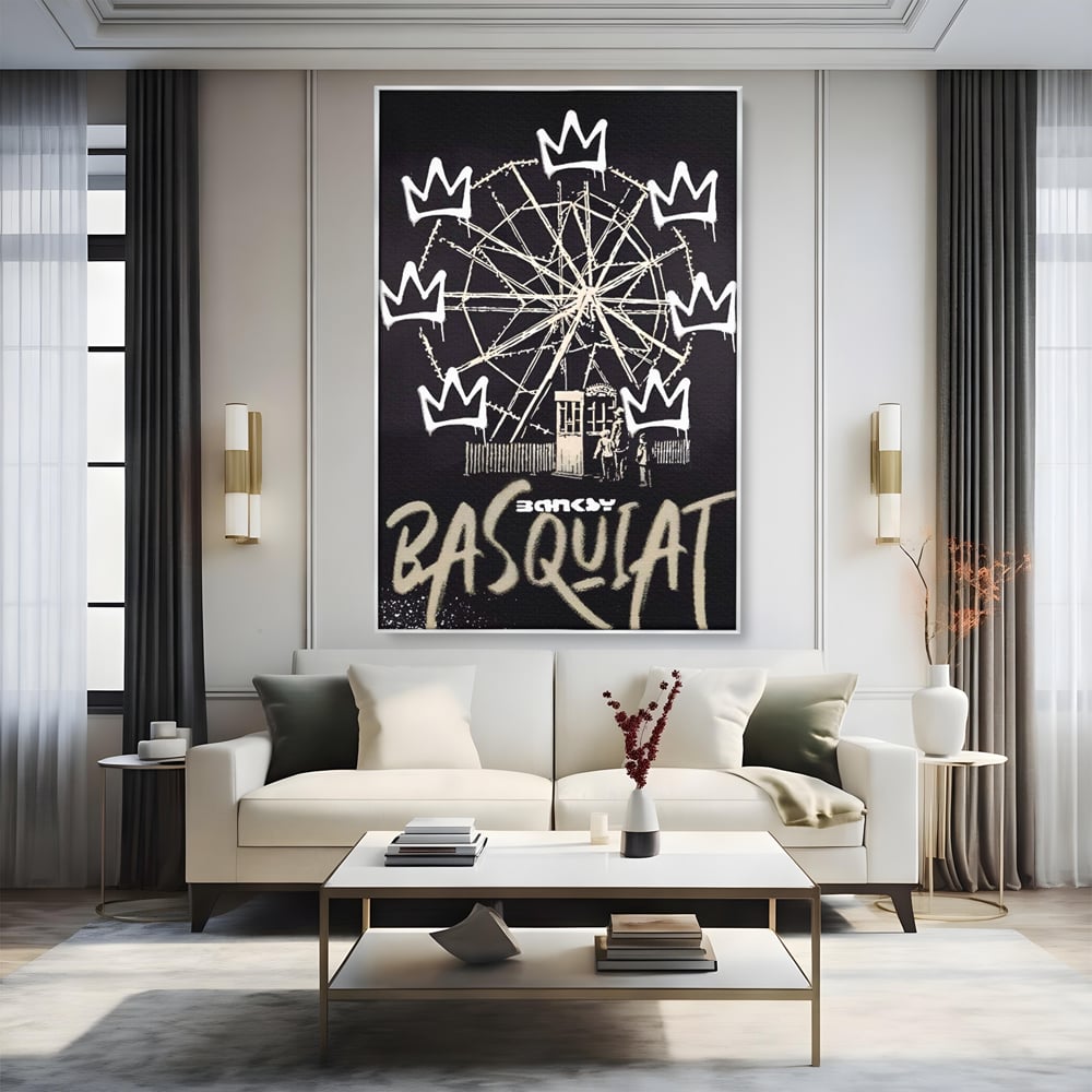 Tablou Canvas Premium LuxCanva® A1499, Basquiat Black , Room, Graffiti, Samo, Banksy, Roata, Living, Culori Vibrante