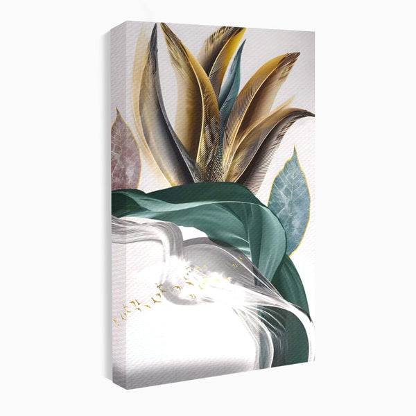 Tablou Canvas Premium LuxCanva® A1500, Green Leaf , Decorativ, Dormitor, Frunza, Pasari, Val, Living, Culori Vibrante