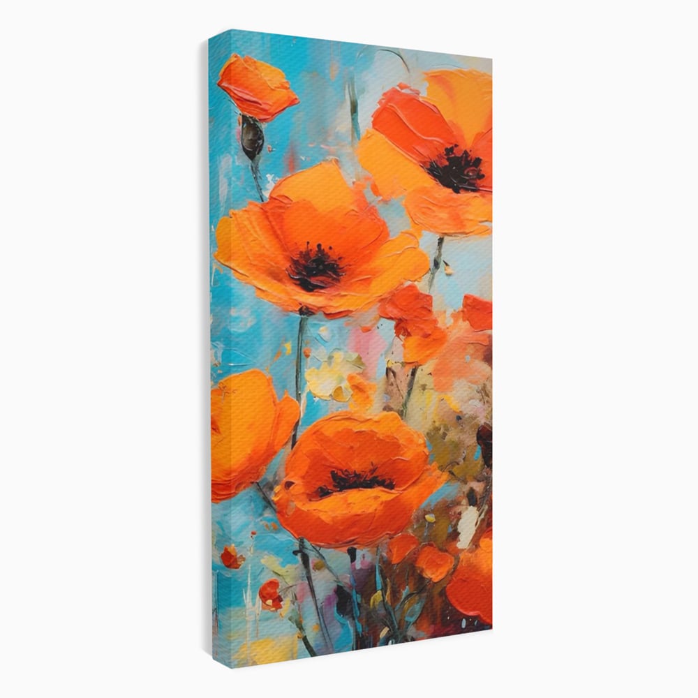 Tablou Canvas Premium LuxCanva® A1501, Orange Poppies , Decorativ, Flori, Campie, Natura, Rosu, Living, Culori Vibrante