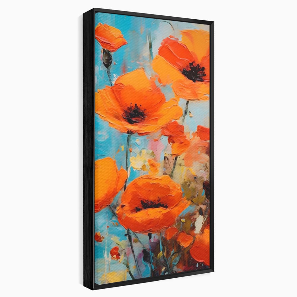 Tablou Canvas Premium LuxCanva® A1501, Orange Poppies , Decorativ, Flori, Campie, Natura, Rosu, Living, Culori Vibrante