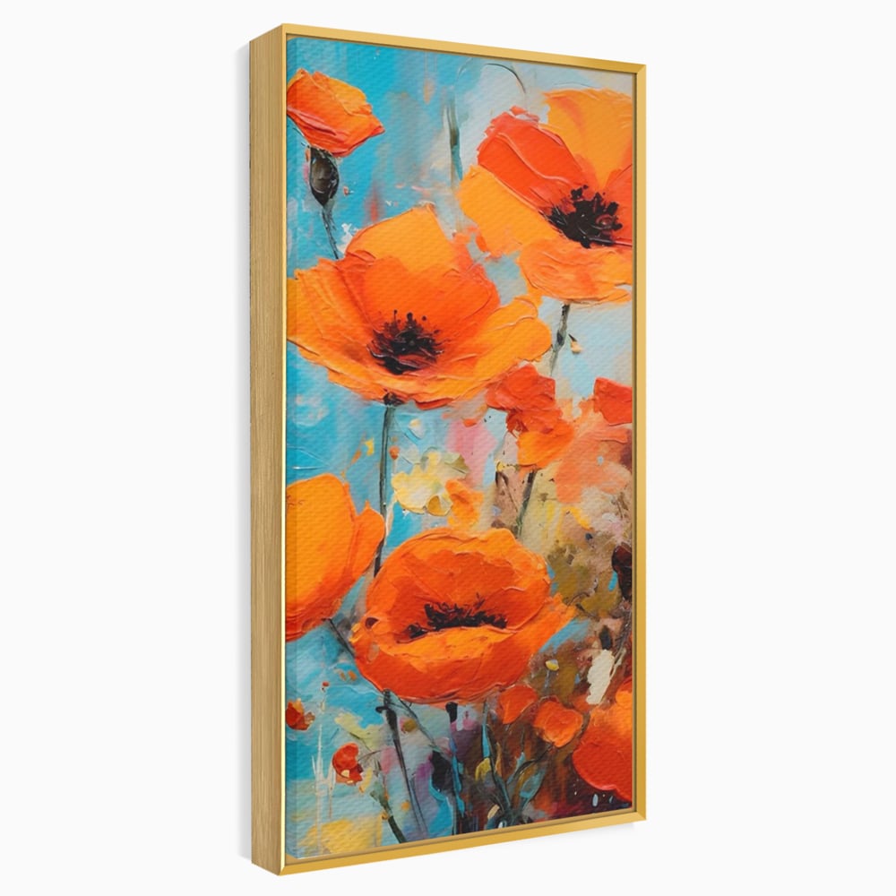 Tablou Canvas Premium LuxCanva® A1501, Orange Poppies , Decorativ, Flori, Campie, Natura, Rosu, Living, Culori Vibrante