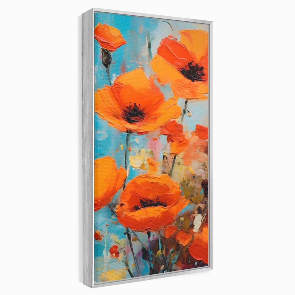 Tablou Canvas Premium LuxCanva® A1501, Orange Poppies , Decorativ, Flori, Campie, Natura, Rosu, Living, Culori Vibrante