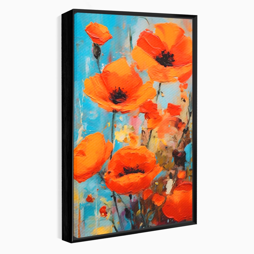 Tablou Canvas Premium LuxCanva® A1501, Orange Poppies , Decorativ, Flori, Campie, Natura, Rosu, Living, Culori Vibrante