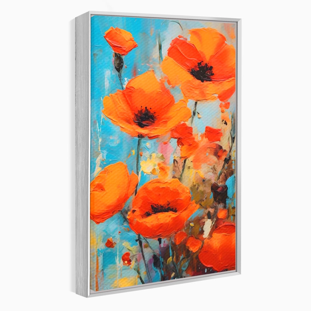 Tablou Canvas Premium LuxCanva® A1501, Orange Poppies , Decorativ, Flori, Campie, Natura, Rosu, Living, Culori Vibrante