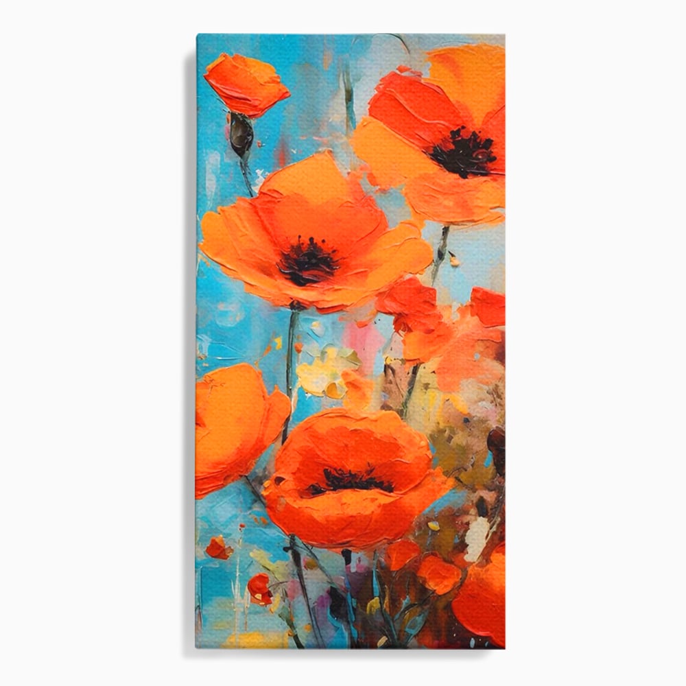 Tablou Canvas Premium LuxCanva® A1501, Orange Poppies , Decorativ, Flori, Campie, Natura, Rosu, Living, Culori Vibrante