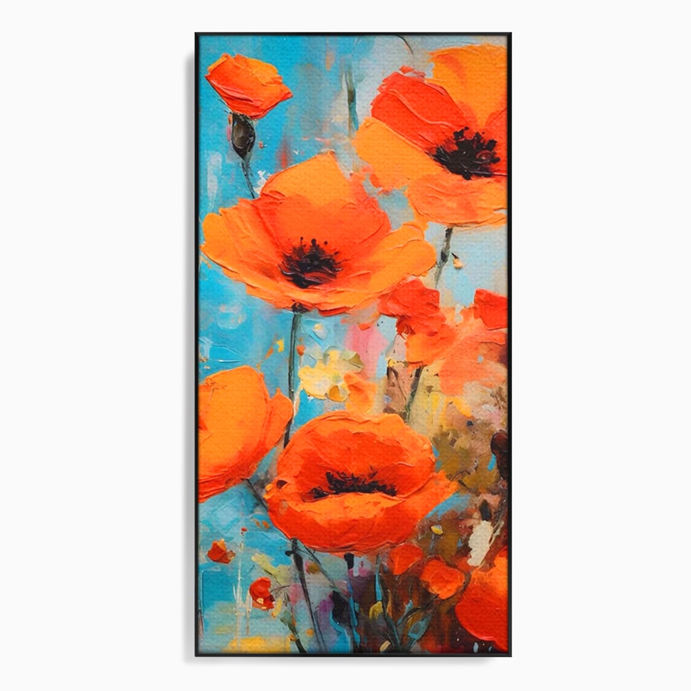 Tablou Canvas Premium LuxCanva® A1501, Orange Poppies , Decorativ, Flori, Campie, Natura, Rosu, Living, Culori Vibrante