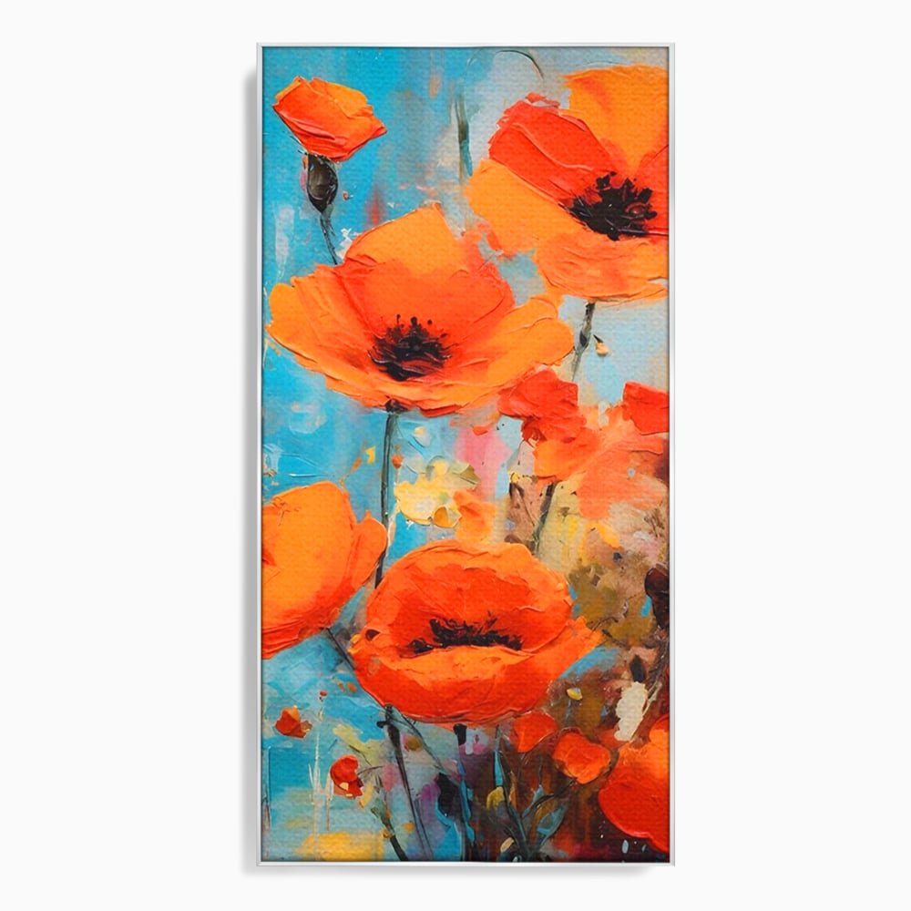 Tablou Canvas Premium LuxCanva® A1501, Orange Poppies , Decorativ, Flori, Campie, Natura, Rosu, Living, Culori Vibrante