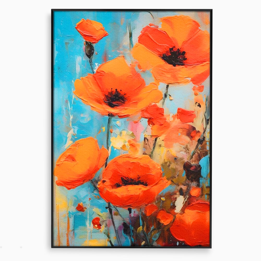 Tablou Canvas Premium LuxCanva® A1501, Orange Poppies , Decorativ, Flori, Campie, Natura, Rosu, Living, Culori Vibrante