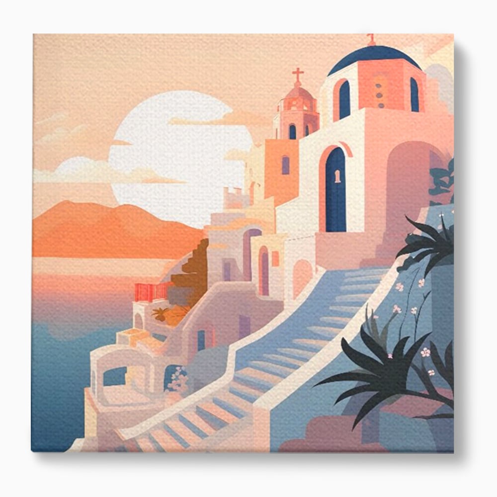 Leinwandbilder Premium LuxCanva® A1502, Die Kirche, Schlafzimmer, Kirche, Kirche, Stadt, Architektur, Sonnenuntergang, Zimmer, kräftige Farben