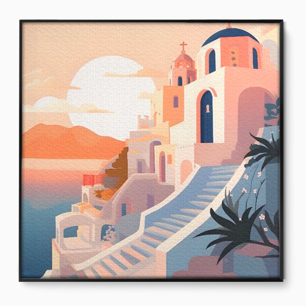Leinwandbilder Premium LuxCanva® A1502, Die Kirche, Schlafzimmer, Kirche, Kirche, Stadt, Architektur, Sonnenuntergang, Zimmer, kräftige Farben