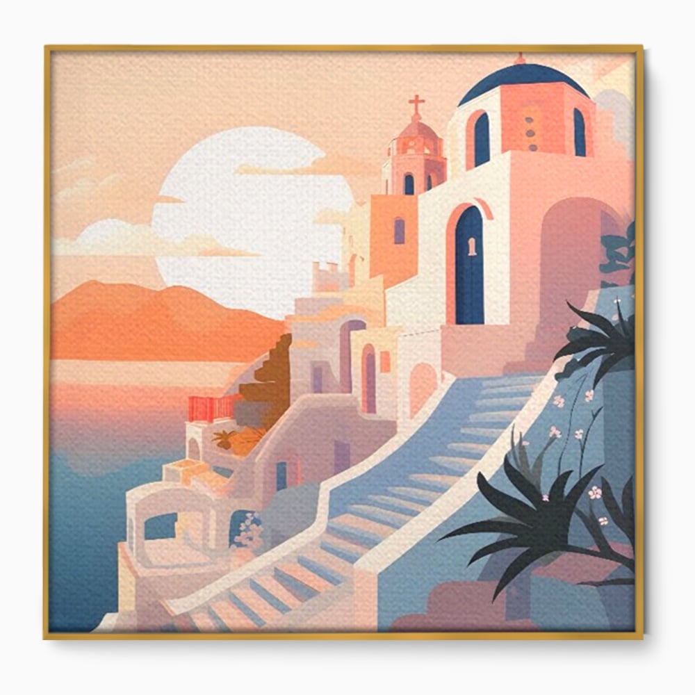 Leinwandbilder Premium LuxCanva® A1502, Die Kirche, Schlafzimmer, Kirche, Kirche, Stadt, Architektur, Sonnenuntergang, Zimmer, kräftige Farben