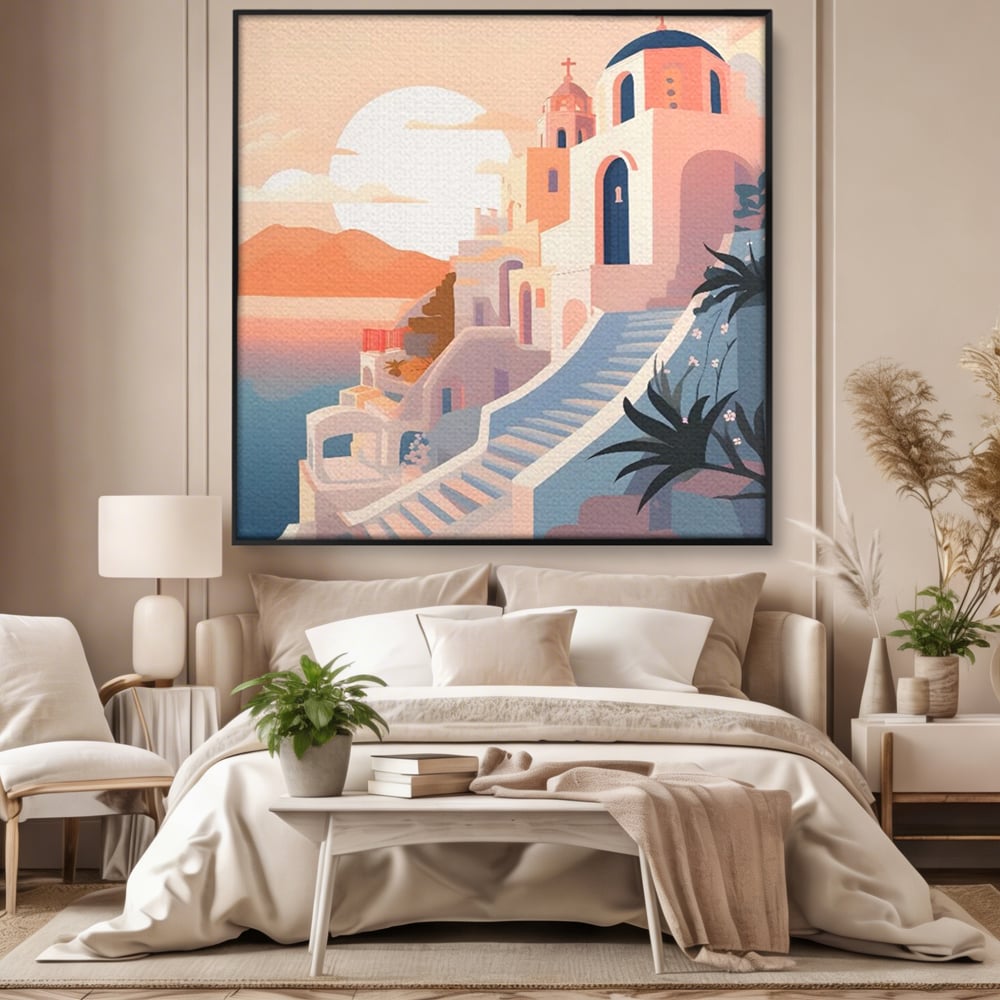 Leinwandbilder Premium LuxCanva® A1502, Die Kirche, Schlafzimmer, Kirche, Kirche, Stadt, Architektur, Sonnenuntergang, Zimmer, kräftige Farben