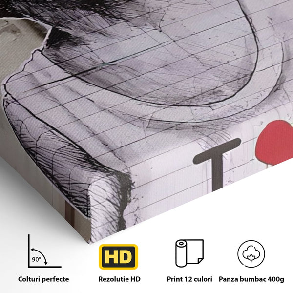 Tablou Canvas Premium LuxCanva® A1503, I Love Life , Dormitor, Copil, Inocenta, Ochelari, Inima, Room, Culori Vibrante