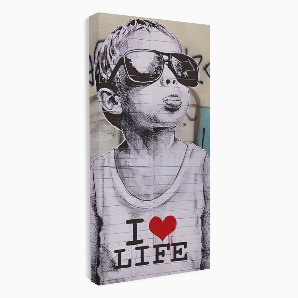 Tablou Canvas Premium LuxCanva® A1503, I Love Life , Dormitor, Copil, Inocenta, Ochelari, Inima, Room, Culori Vibrante