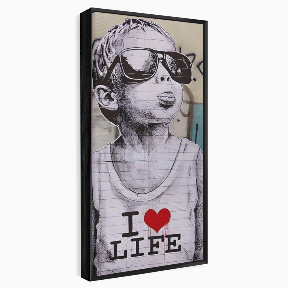 Tablou Canvas Premium LuxCanva® A1503, I Love Life , Dormitor, Copil, Inocenta, Ochelari, Inima, Room, Culori Vibrante