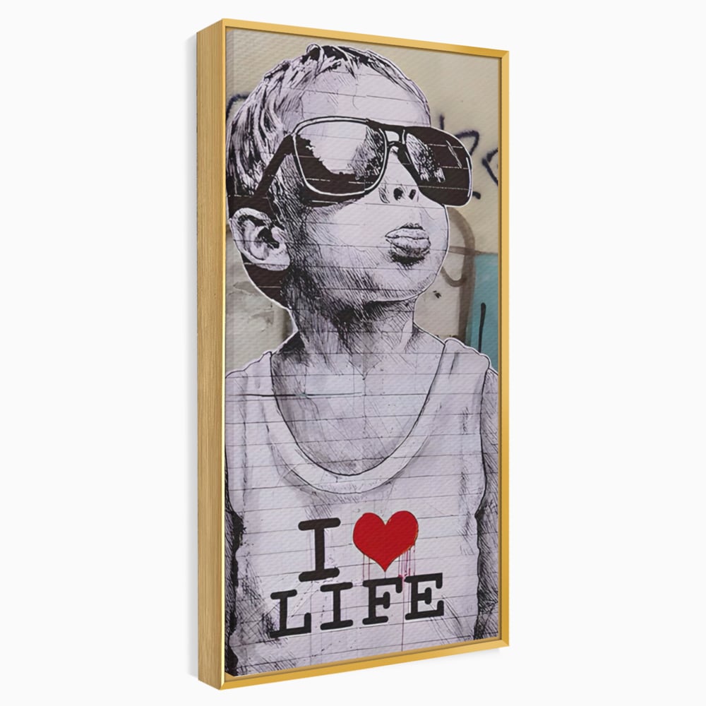 Tablou Canvas Premium LuxCanva® A1503, I Love Life , Dormitor, Copil, Inocenta, Ochelari, Inima, Room, Culori Vibrante
