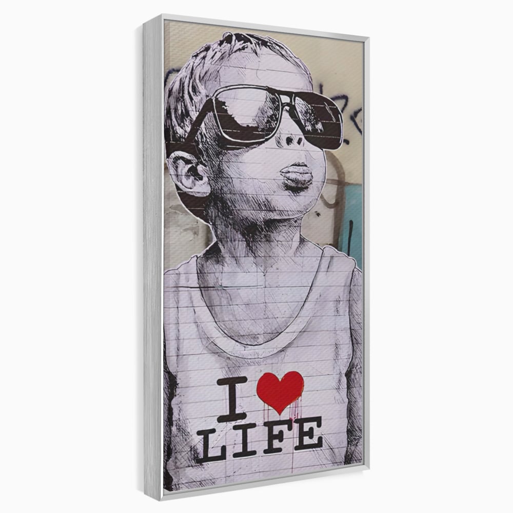 Tablou Canvas Premium LuxCanva® A1503, I Love Life , Dormitor, Copil, Inocenta, Ochelari, Inima, Room, Culori Vibrante