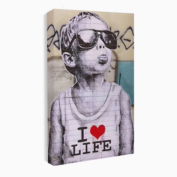 Tablou Canvas Premium LuxCanva® A1503, I Love Life , Dormitor, Copil, Inocenta, Ochelari, Inima, Room, Culori Vibrante