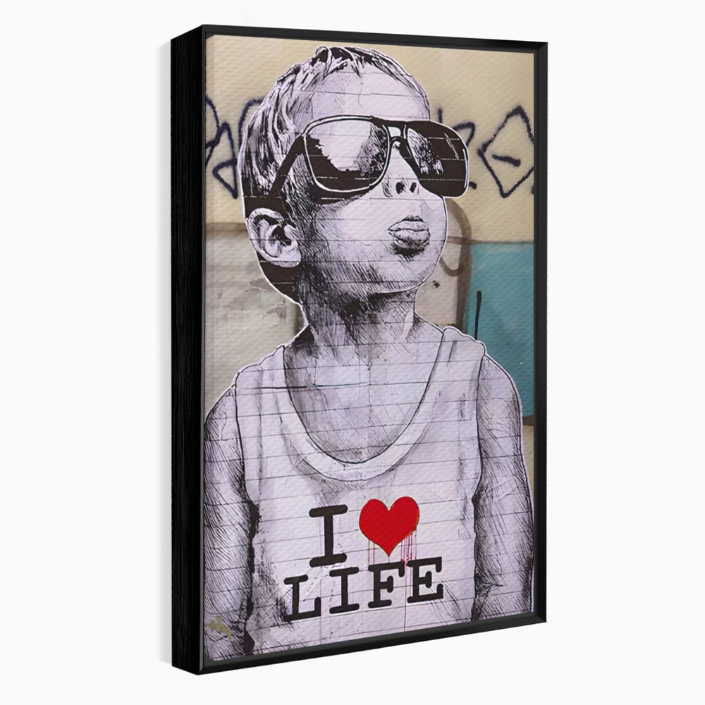 Tablou Canvas Premium LuxCanva® A1503, I Love Life , Dormitor, Copil, Inocenta, Ochelari, Inima, Room, Culori Vibrante