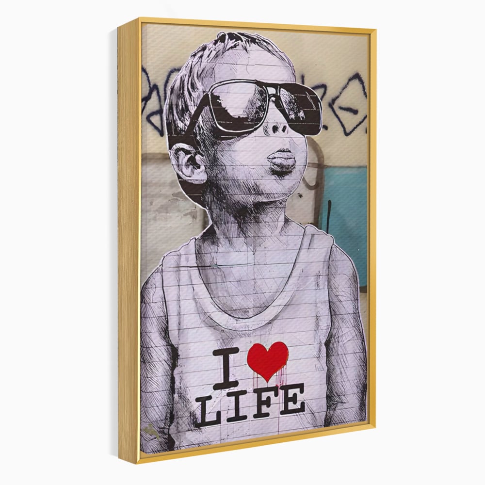Tablou Canvas Premium LuxCanva® A1503, I Love Life , Dormitor, Copil, Inocenta, Ochelari, Inima, Room, Culori Vibrante