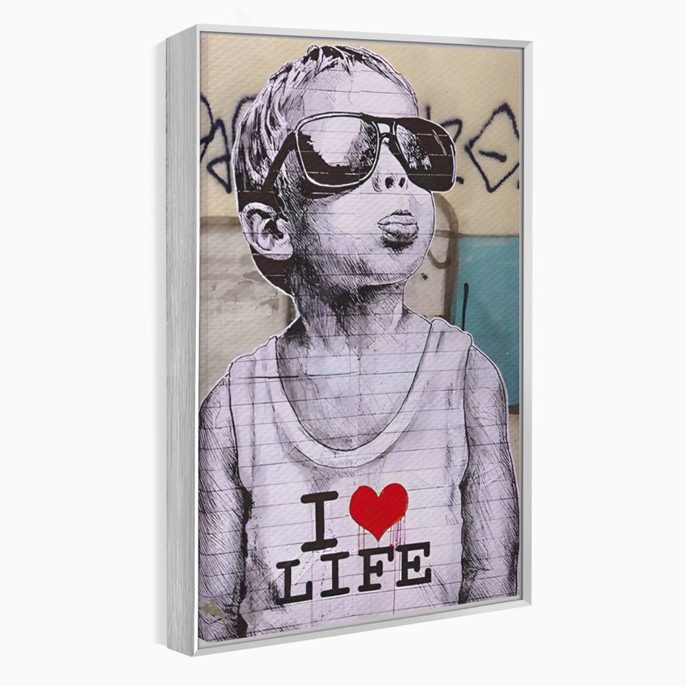 Tablou Canvas Premium LuxCanva® A1503, I Love Life , Dormitor, Copil, Inocenta, Ochelari, Inima, Room, Culori Vibrante